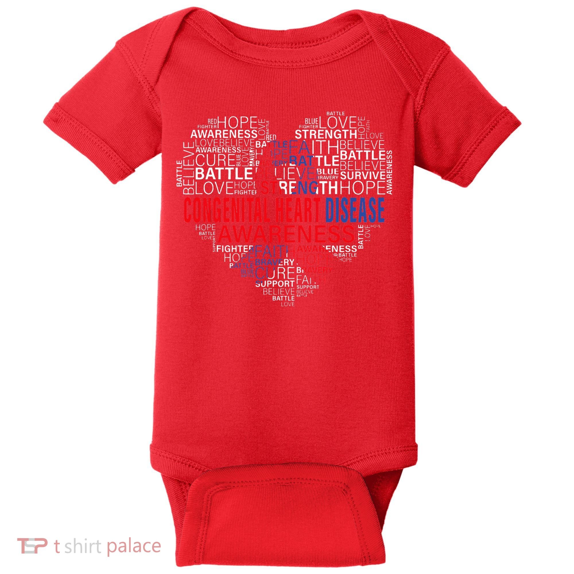 CHD Awareness Heart Disease Fighting Hope Support Warrior Baby Bodysuit