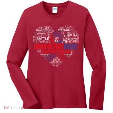 CHD Awareness Heart Disease Fighting Hope Support Warrior Women's Long Sleeve Shirt
