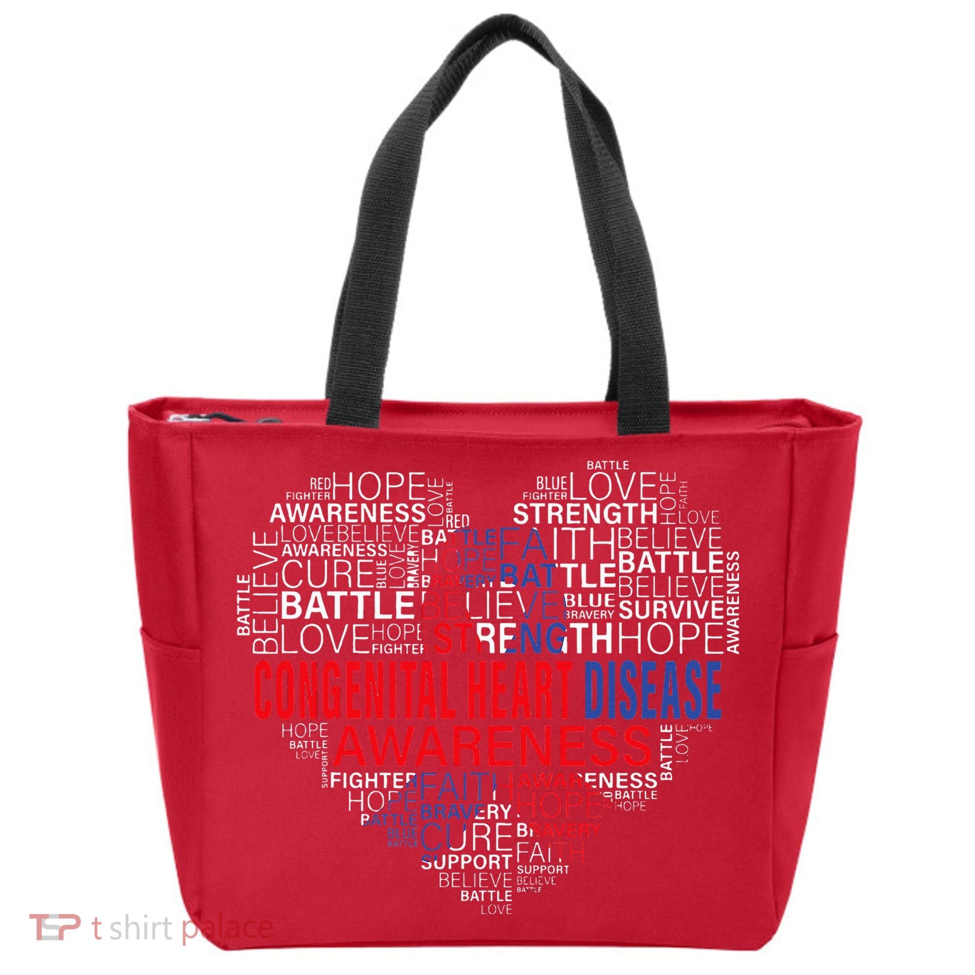CHD Awareness Heart Disease Fighting Hope Support Warrior Tote Bag
