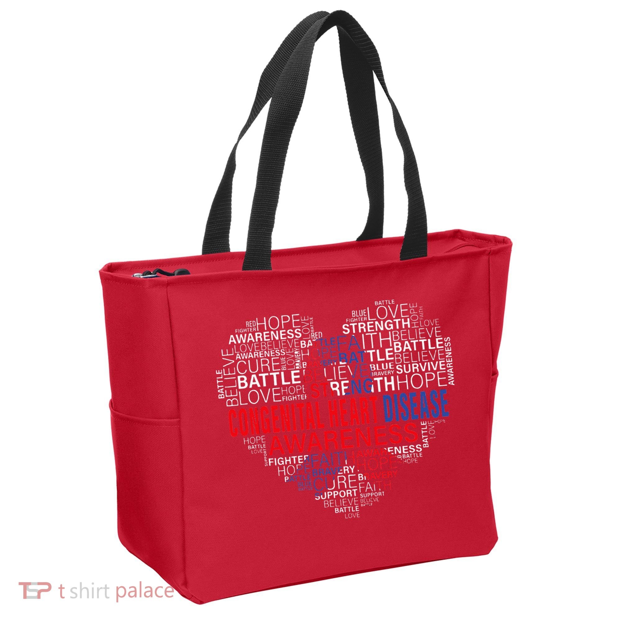 CHD Awareness Heart Disease Fighting Hope Support Warrior Tote Bag