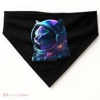 Cat Astronaut In Space Suit And Helmet In The Cosmos Funny USA-Made Doggie Bandana thumb 0
