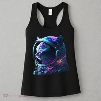 Cat Astronaut In Space Suit And Helmet In The Cosmos Funny Women's Tank Top thumb 3
