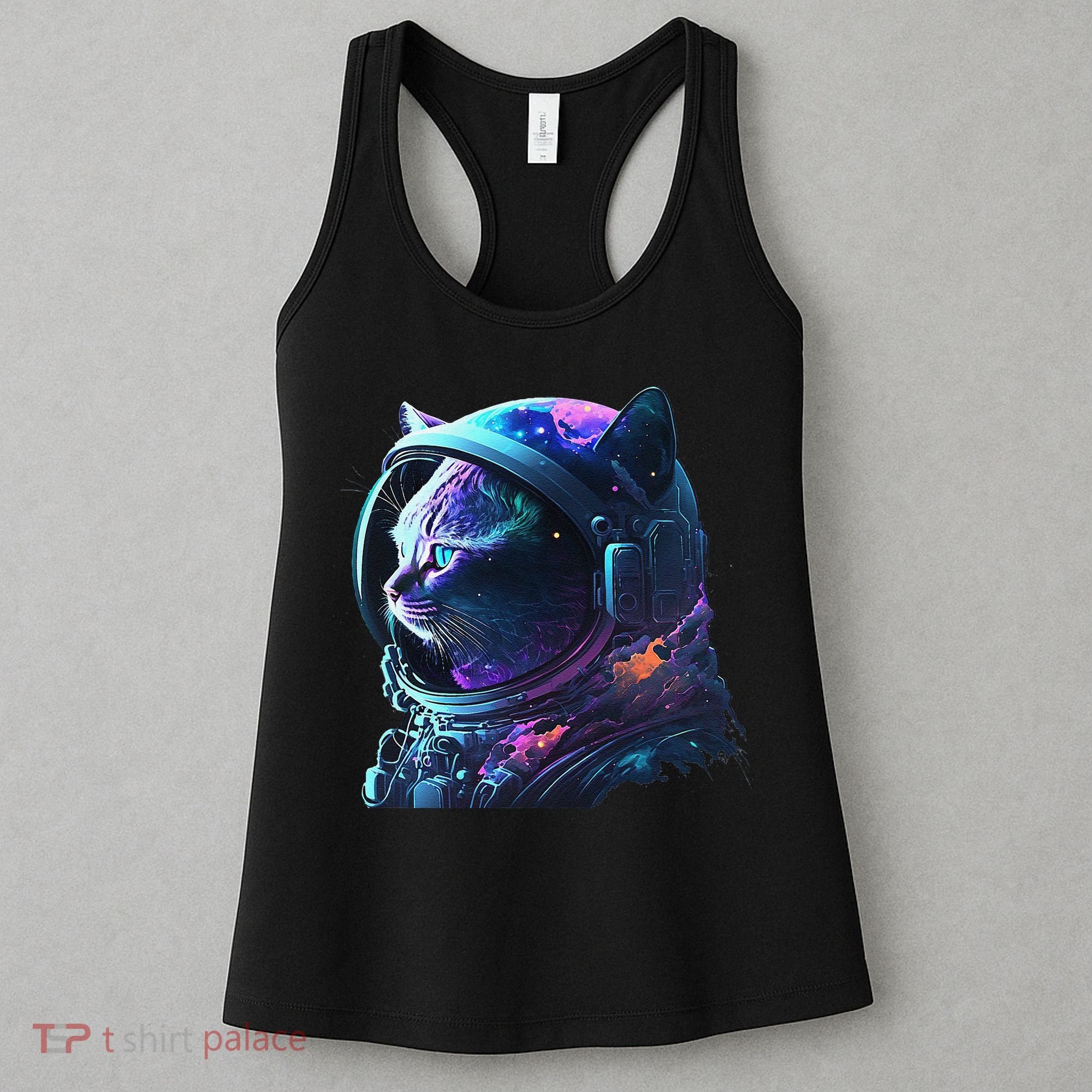 Cat Astronaut In Space Suit And Helmet In The Cosmos Funny Women's Tank Top
