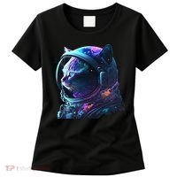 Cat Astronaut In Space Suit And Helmet In The Cosmos Funny Women's T-Shirt thumb 0