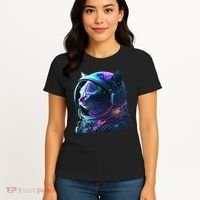 Cat Astronaut In Space Suit And Helmet In The Cosmos Funny Women's T-Shirt thumb 4