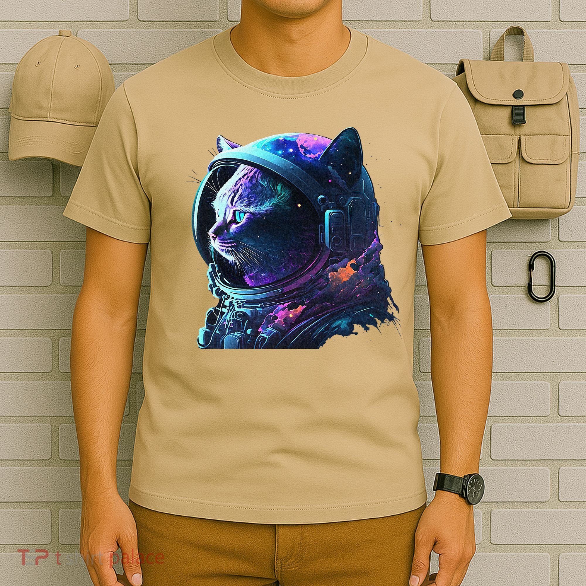 Cat Astronaut In Space Suit And Helmet In The Cosmos Funny T-Shirt