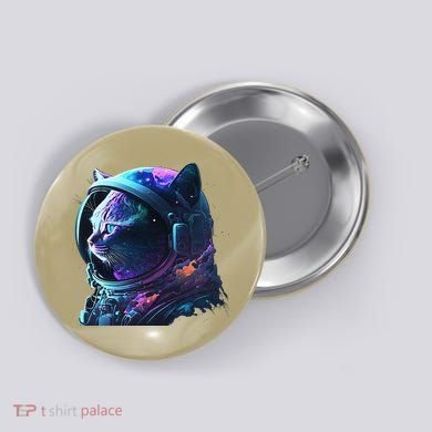 Cat Astronaut In Space Suit And Helmet In The Cosmos Funny Button