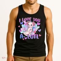 Cute Axolotl I Love You A-Lotl Valentines Day   Tank Top thumb 3