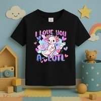 Cute Axolotl I Love You A-Lotl Valentines Day   Toddler T-Shirt thumb 3