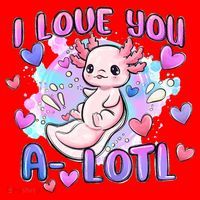 Cute Axolotl I Love You A-Lotl Valentines Day   Santa Hat thumb 1