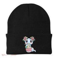 Cute Anime Ideas For Teen Axolotl Eating Ramen Kawaii  Beanie thumb 0