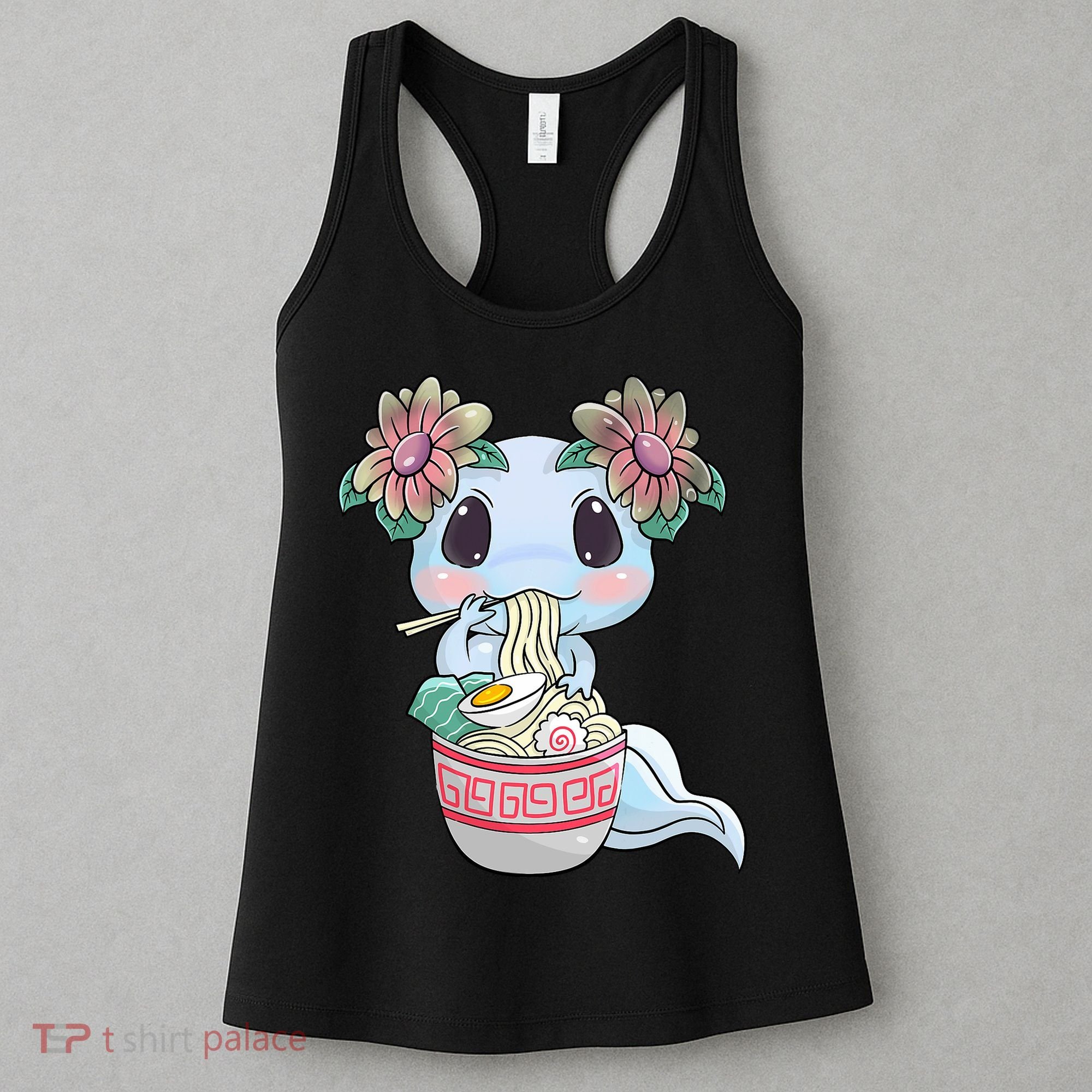 Cute Anime Ideas For Teen Axolotl Eating Ramen Kawaii  Women's Tank Top