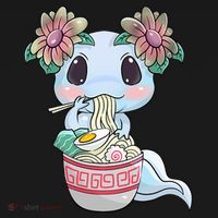 Cute Anime Ideas For Teen Axolotl Eating Ramen Kawaii  Women's Tank Top thumb 5