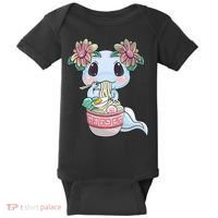 Cute Anime Ideas For Teen Axolotl Eating Ramen Kawaii  Baby Bodysuit thumb 0