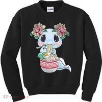 Cute Anime Ideas For Teen Axolotl Eating Ramen Kawaii  Kids Sweatshirt thumb 0