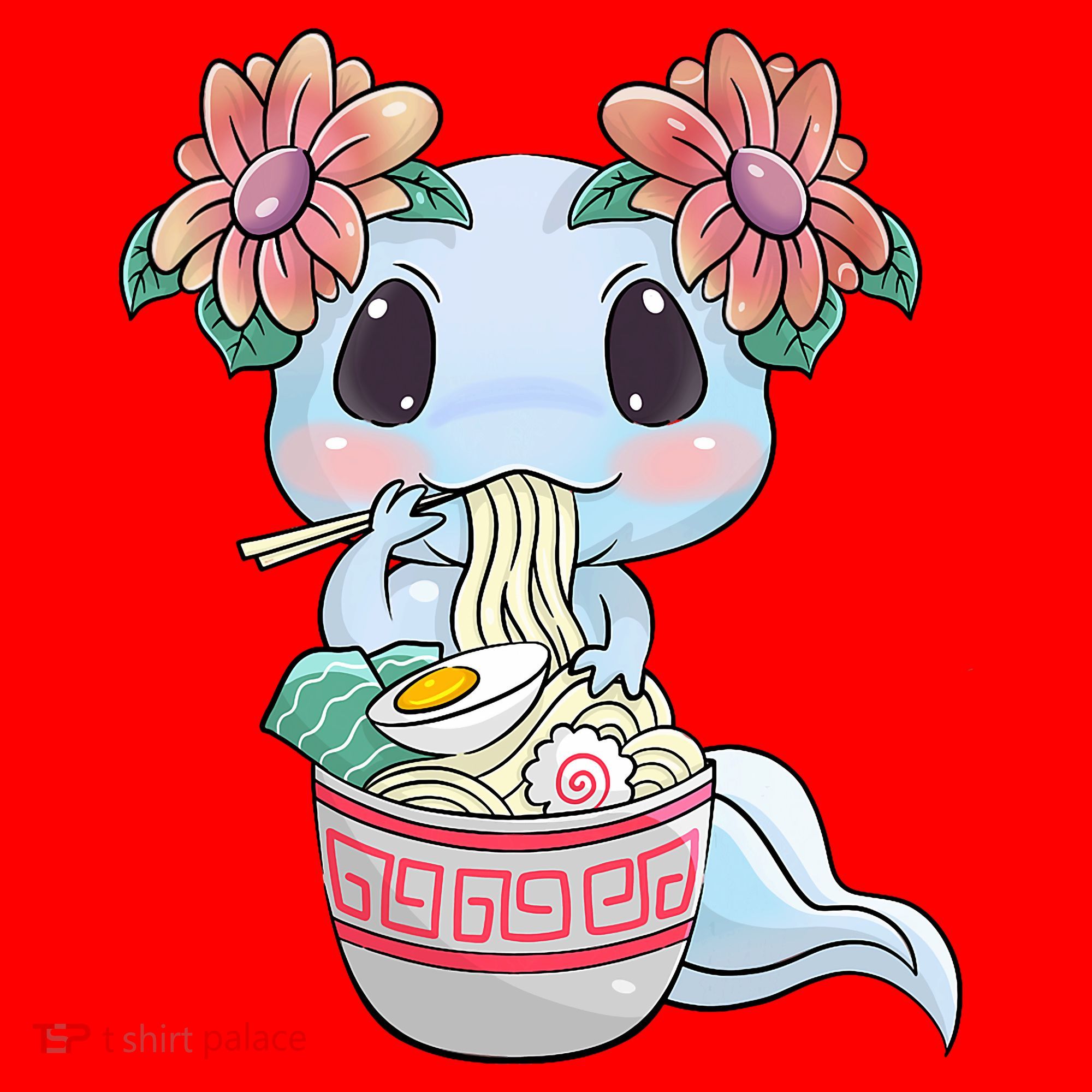 Cute Anime Ideas For Teen Axolotl Eating Ramen Kawaii  Santa Hat