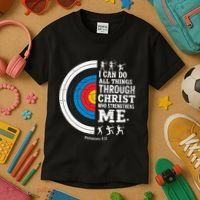 Christian Archery I Can Do All Things Religious Faith Kids T-Shirt thumb 3