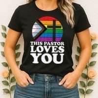 Christian Ally Inclusive Pride Clergy This Pastor Loves You Women's T-Shirt thumb 2