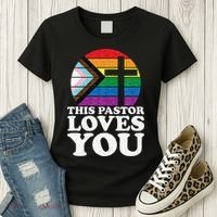 Christian Ally Inclusive Pride Clergy This Pastor Loves You Women's T-Shirt thumb 3