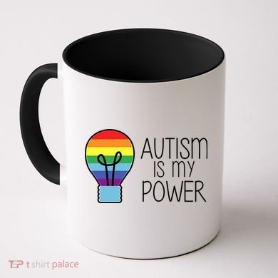 Cute Autism Is My Power Colorful Rainbow Light Bulb Coffee Mug