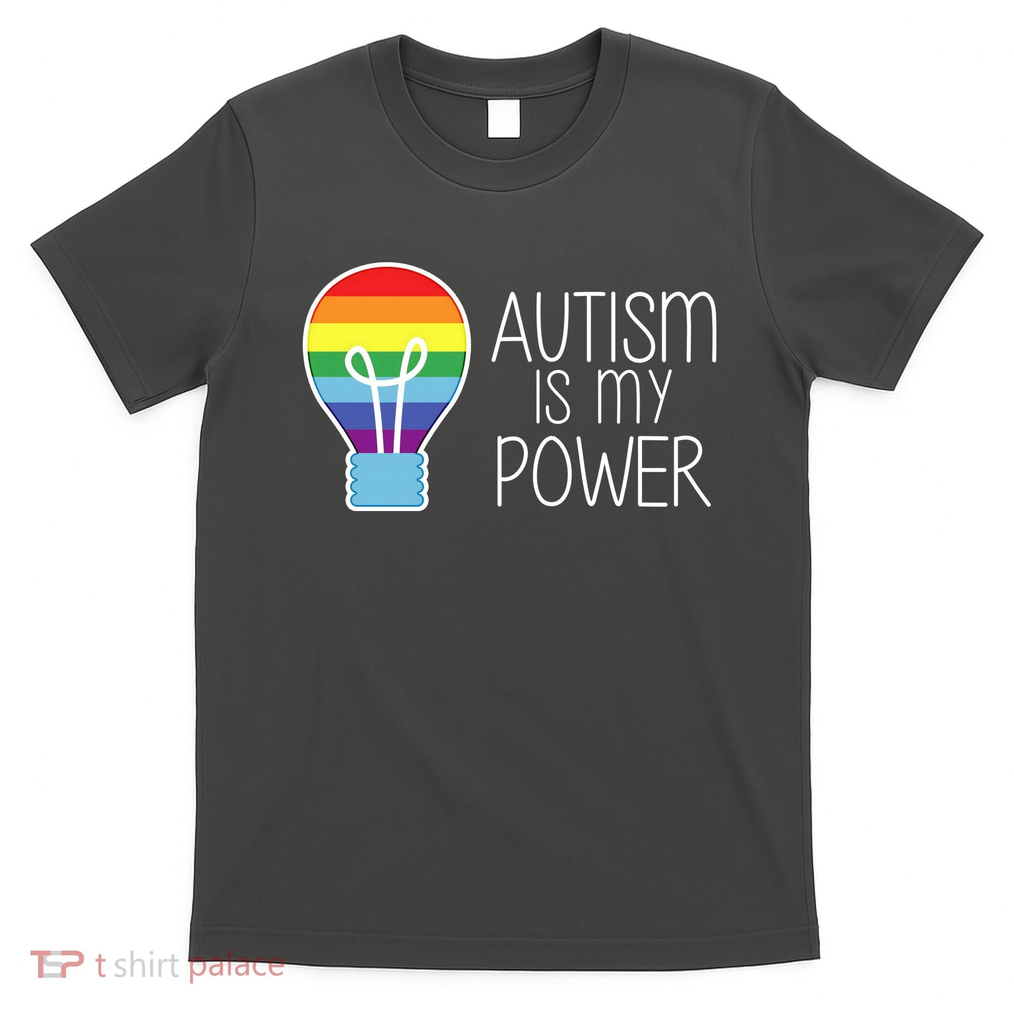 Cute Autism Is My Power Colorful Rainbow Light Bulb T-Shirt
