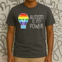 Cute Autism Is My Power Colorful Rainbow Light Bulb T-Shirt thumb 3