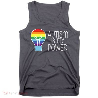 Cute Autism Is My Power Colorful Rainbow Light Bulb Tank Top