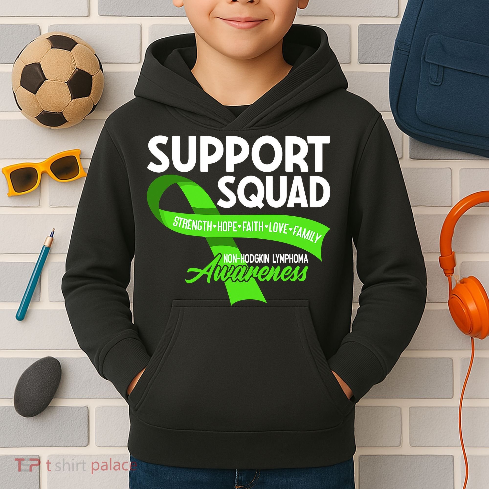 Cancer Awareness I Support Squad NonHodgkin Lymphoma Kids Hoodie
