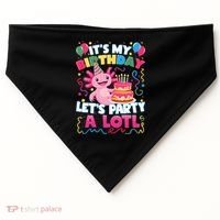 Cute Axolotl Its My Birthday Lets Party  USA-Made Doggie Bandana thumb 0