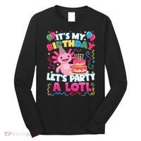 Cute Axolotl Its My Birthday Lets Party  Long Sleeve Shirt thumb 0