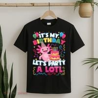 Cute Axolotl Its My Birthday Lets Party  T-Shirt thumb 2