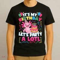 Cute Axolotl Its My Birthday Lets Party  T-Shirt thumb 3