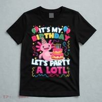 Cute Axolotl Its My Birthday Lets Party  T-Shirt thumb 5