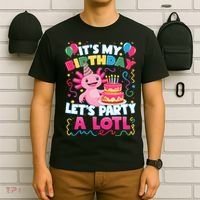 Cute Axolotl Its My Birthday Lets Party  T-Shirt thumb 6