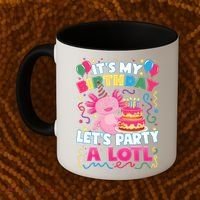 Cute Axolotl Its My Birthday Lets Party  Coffee Mug thumb 2