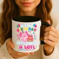 Cute Axolotl Its My Birthday Lets Party  Coffee Mug thumb 3