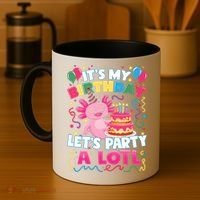 Cute Axolotl Its My Birthday Lets Party  Coffee Mug thumb 4