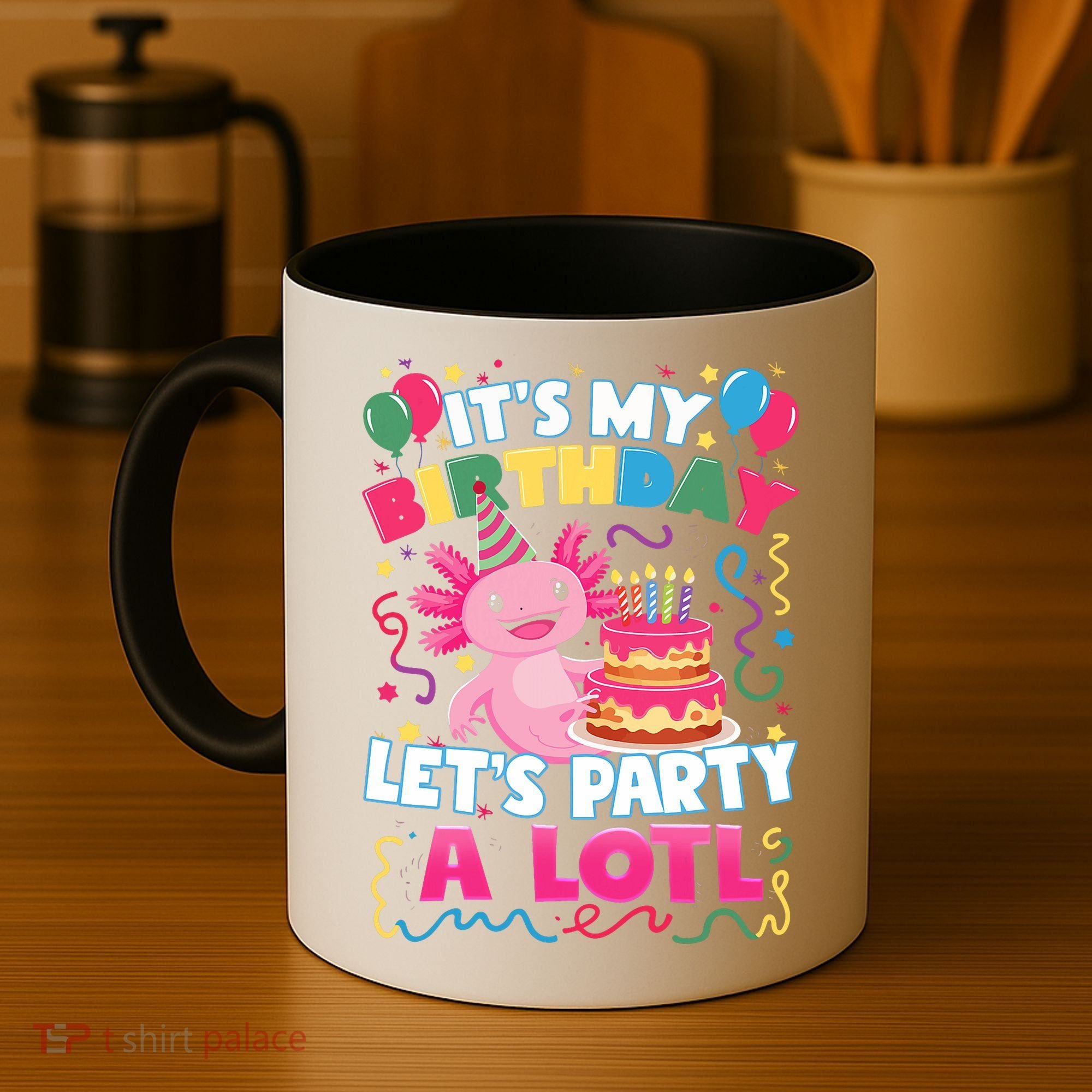 Cute Axolotl Its My Birthday Lets Party  Coffee Mug