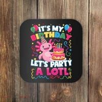 Cute Axolotl Its My Birthday Lets Party  Coaster thumb 0