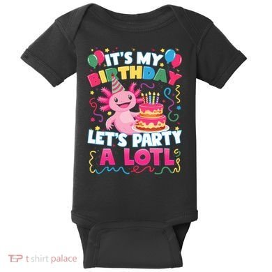 Cute Axolotl Its My Birthday Lets Party  Baby Bodysuit