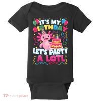 Cute Axolotl Its My Birthday Lets Party  Baby Bodysuit thumb 0