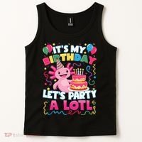 Cute Axolotl Its My Birthday Lets Party  Tank Top thumb 2