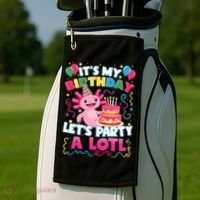 Cute Axolotl Its My Birthday Lets Party  Golf Towel thumb 2