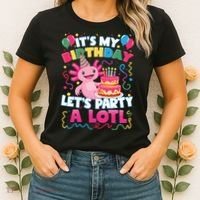 Cute Axolotl Its My Birthday Lets Party  Women's T-Shirt thumb 2