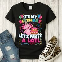 Cute Axolotl Its My Birthday Lets Party  Women's T-Shirt thumb 3