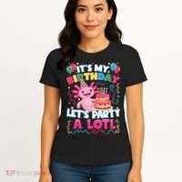 Cute Axolotl Its My Birthday Lets Party  Women's T-Shirt thumb 4