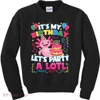 Cute Axolotl Its My Birthday Lets Party  Kids Sweatshirt thumb 0