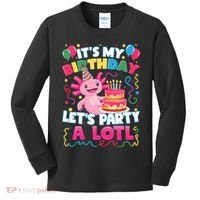 Cute Axolotl Its My Birthday Lets Party  Kids Long Sleeve Shirt thumb 0