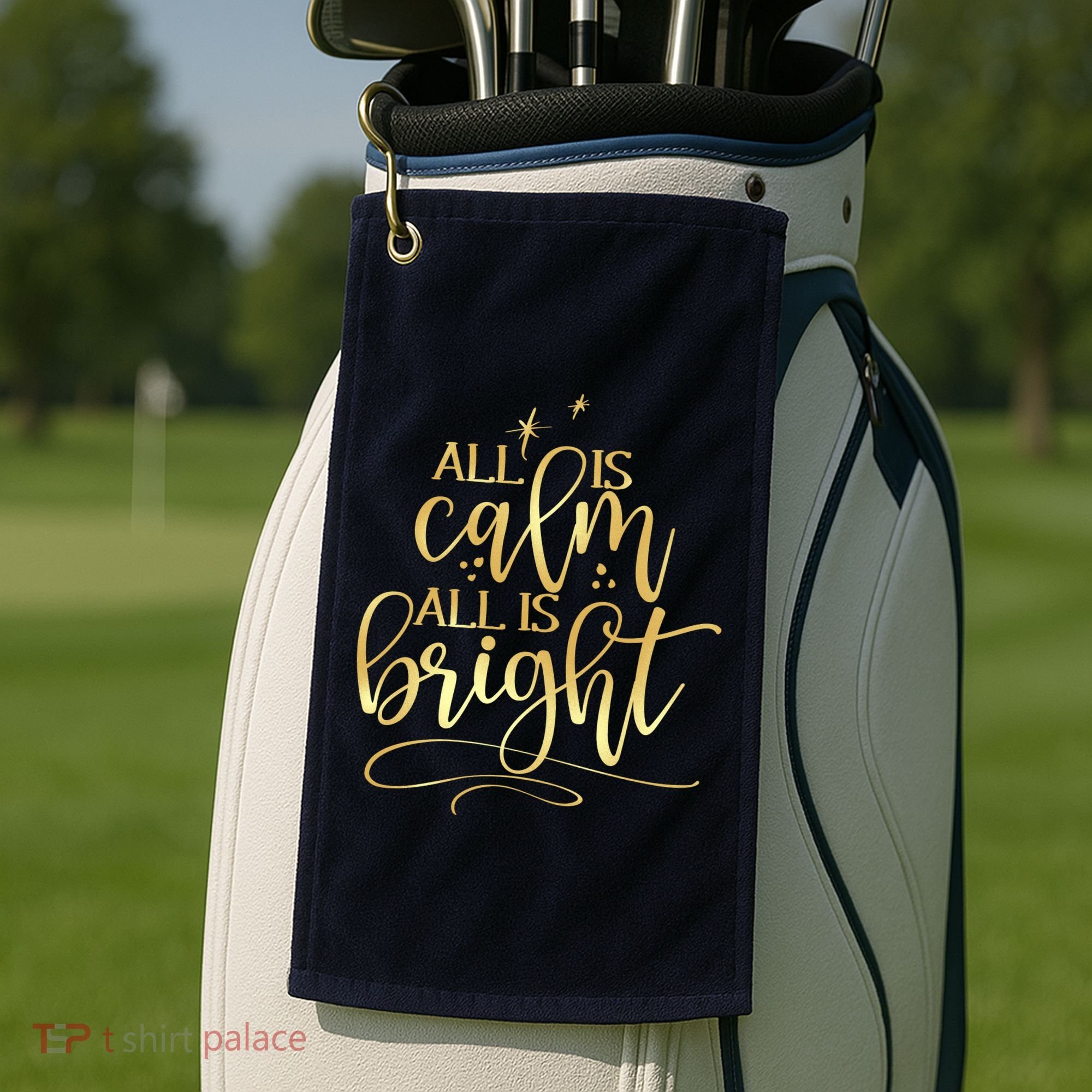 Christmas All Is Calm All Is Bright Golf Towel