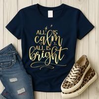 Christmas All Is Calm All Is Bright Women's T-Shirt thumb 3